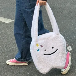 Bags & Purses*Boogzel Clothing Cute Tooth Plush Tote White
