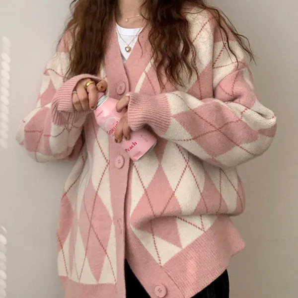 Argyle Sweaters & Vests|Knit Cardigans*Boogzel Clothing Cutie Secrets Argyle Cardigan