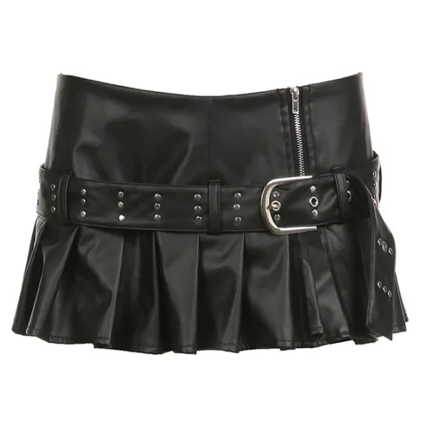 Skirts*Boogzel Clothing Danger Zone Leather Micro Skirt Black