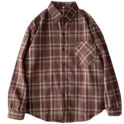 Mens|Long Sleeve Tops*Boogzel Clothing Dark Academia Aesthetic Plaid Shirt