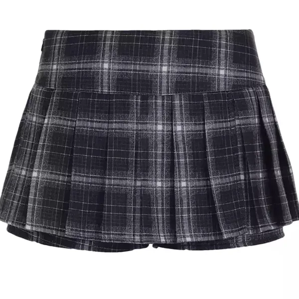 Skirts*Boogzel Clothing Dark Academia Plaid Mini Skirt DarkGrey