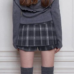 Skirts*Boogzel Clothing Dark Academia Plaid Mini Skirt DarkGrey