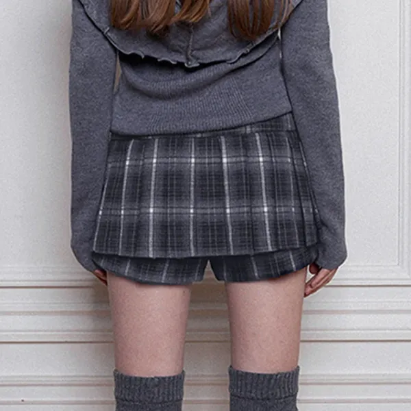 Skirts*Boogzel Clothing Dark Academia Plaid Mini Skirt DarkGrey