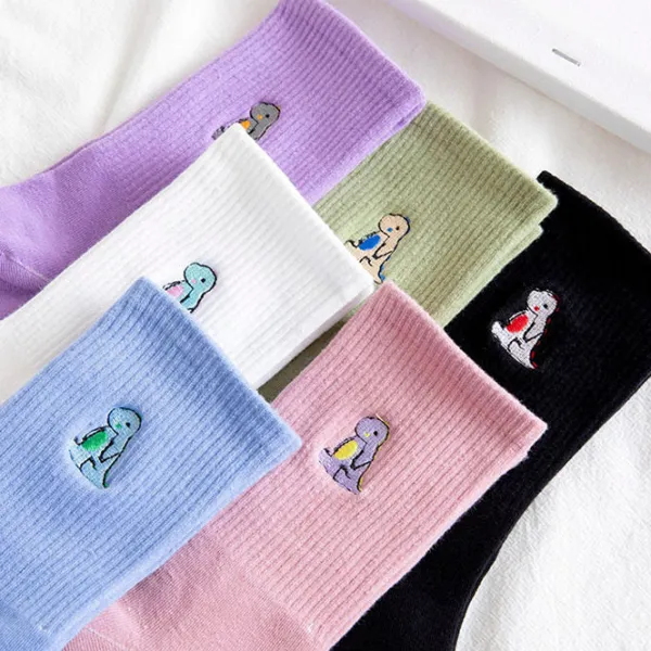 Socks*Boogzel Clothing Dino Embroidery Pastel Socks
