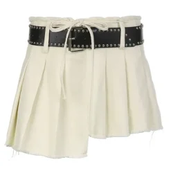 Skirts*Boogzel Clothing Distressed Mini Skirt Beige