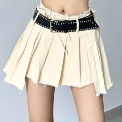 Skirts*Boogzel Clothing Distressed Mini Skirt Beige