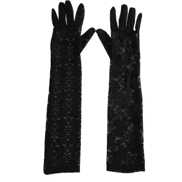 Other*Boogzel Clothing Diva Lace Long Gloves Black