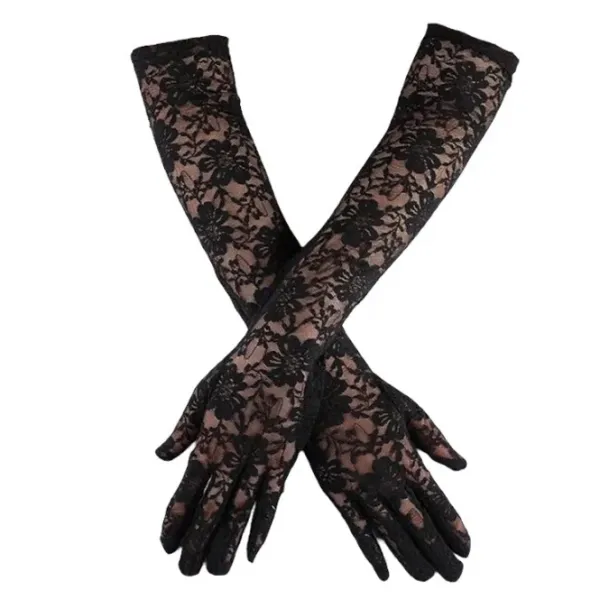 Other*Boogzel Clothing Diva Lace Long Gloves Black