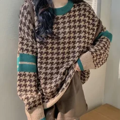 Sweaters*Boogzel Clothing Dogtooth Check Grandma Sweater