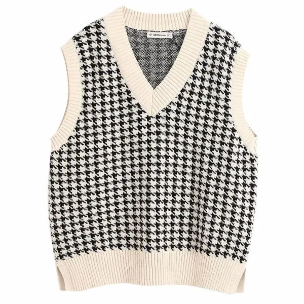 Knit Vests*Boogzel Clothing Dogtooth Check Vest