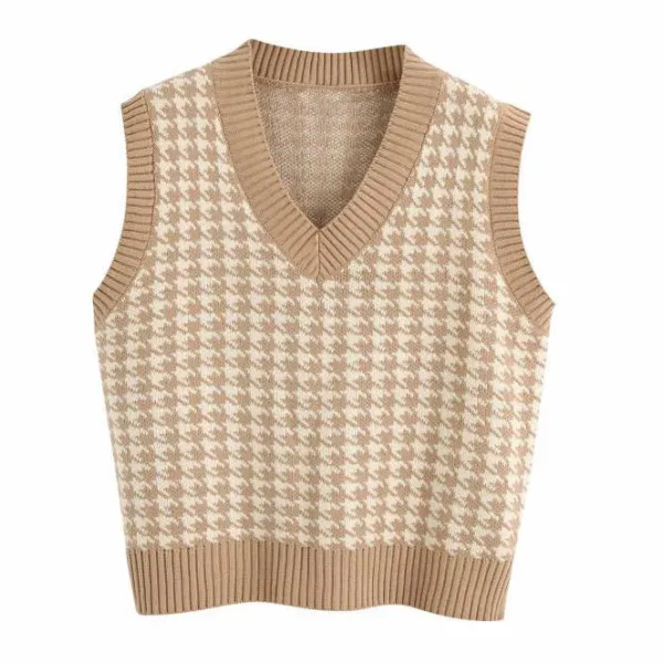 Knit Vests*Boogzel Clothing Dogtooth Check Vest