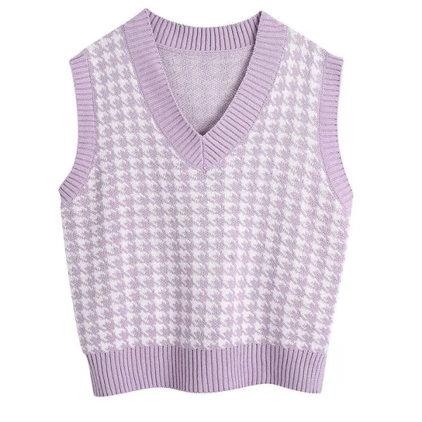 Knit Vests*Boogzel Clothing Dogtooth Check Vest