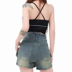 Skirts*Boogzel Clothing Double Buckle Denim Mini Skirt Blue
