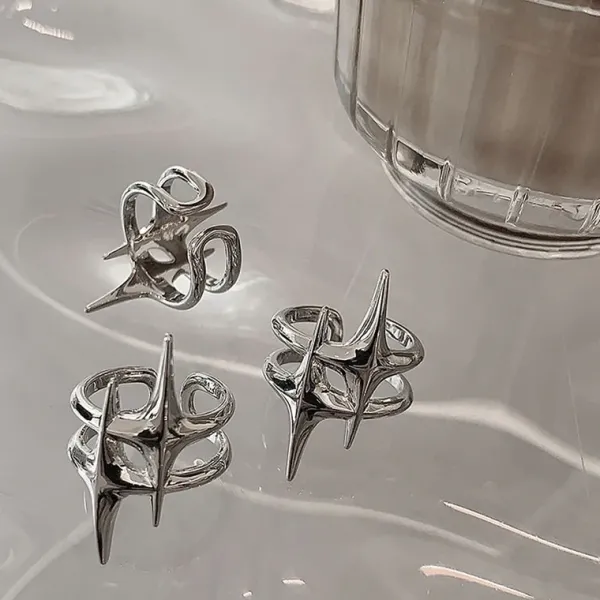 Rings*Boogzel Clothing Double Star Aesthetic Ring Silver