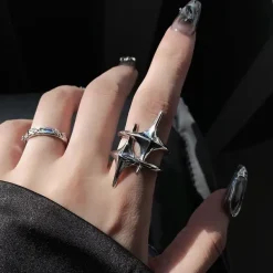 Rings*Boogzel Clothing Double Star Aesthetic Ring Silver