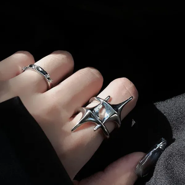 Rings*Boogzel Clothing Double Star Aesthetic Ring Silver