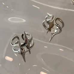 Rings*Boogzel Clothing Double Star Aesthetic Ring Silver