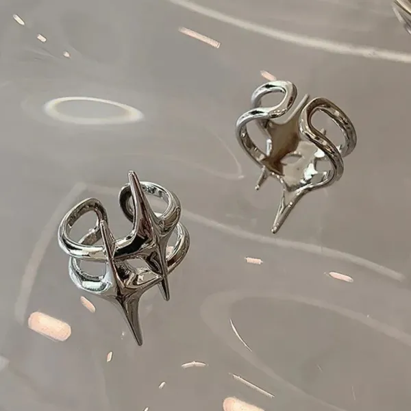 Rings*Boogzel Clothing Double Star Aesthetic Ring Silver
