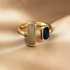 Rings*Boogzel Clothing Double Stone Aesthetic Ring Gold