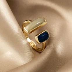 Rings*Boogzel Clothing Double Stone Aesthetic Ring Gold