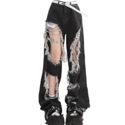 Jeans*Boogzel Clothing Downtown Girl Aesthetic Destroyed Jeans Black