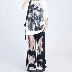Jeans*Boogzel Clothing Downtown Girl Aesthetic Destroyed Jeans Black