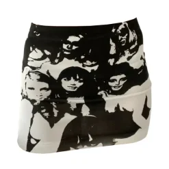 Skirts*Boogzel Clothing Downtown Girl Aesthetic Print Skirt Black/white