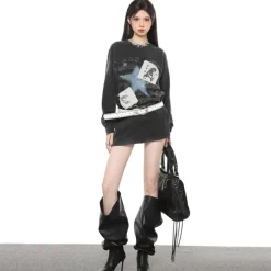 Sweatshirts*Boogzel Clothing Downtown Girl Aesthetic Sweatshirt DarkGrey