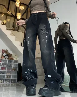 Jeans*Boogzel Clothing Downtown Girl Star Jeans Black