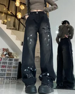 Jeans*Boogzel Clothing Downtown Girl Star Jeans Black