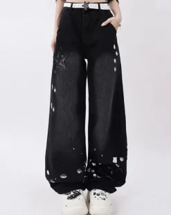 Jeans*Boogzel Clothing Downtown Girl Star Jeans Black