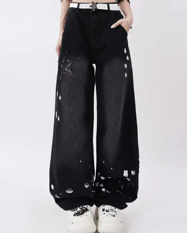 Jeans*Boogzel Clothing Downtown Girl Star Jeans Black