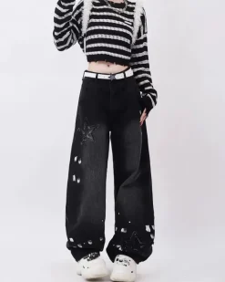 Jeans*Boogzel Clothing Downtown Girl Star Jeans Black