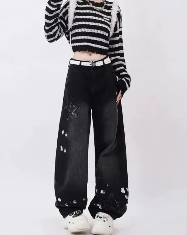 Jeans*Boogzel Clothing Downtown Girl Star Jeans Black