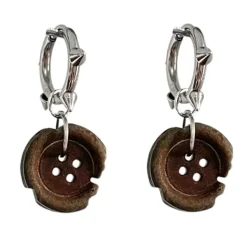 Earrings*Boogzel Clothing Downtown Girl Button Earrings Silver/brown