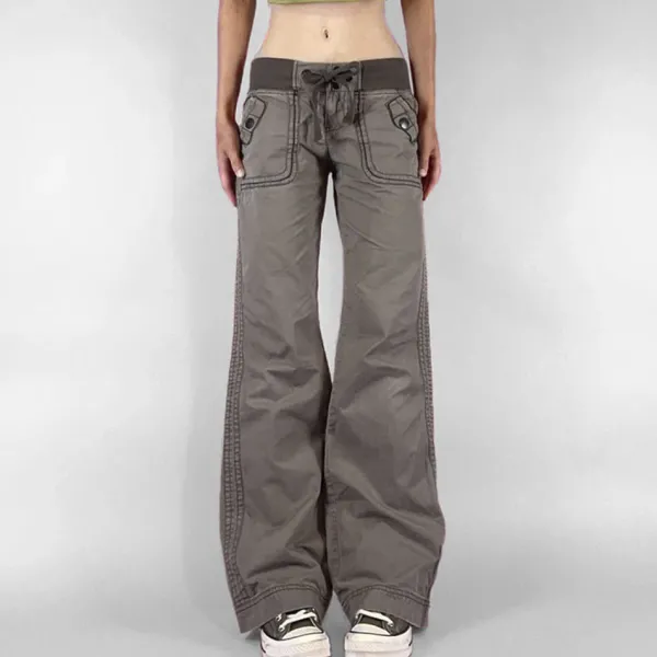 Pants & Trousers*Boogzel Clothing Downtown Girl Drawstring Denim Pants Grey
