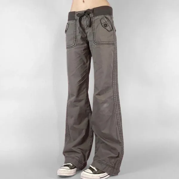Pants & Trousers*Boogzel Clothing Downtown Girl Drawstring Denim Pants Grey