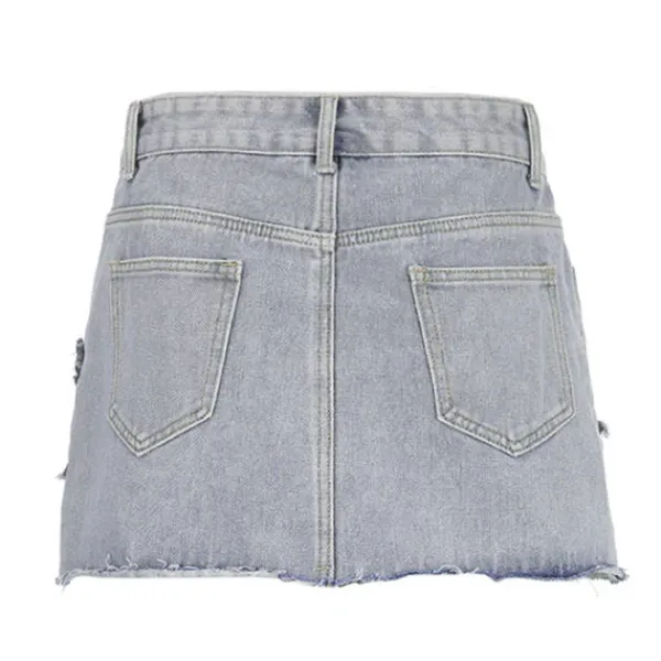 Skirts*Boogzel Clothing Downtown Girl Star Denim Skirt Blue