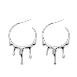 Earrings*Boogzel Clothing Drop Aesthetic Hoop Earrings Silver
