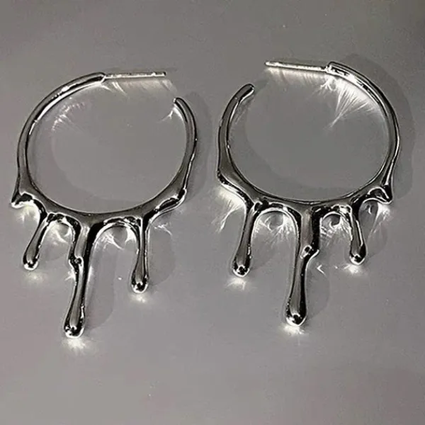 Earrings*Boogzel Clothing Drop Aesthetic Hoop Earrings Silver