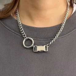 Necklaces & Chokers*Boogzel Clothing E-girl Aesthetic Lock Necklace Silver