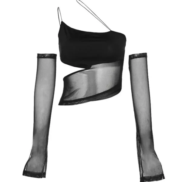 Long Sleeve Tops*Boogzel Clothing E-girl Cut Out Mesh Top Black