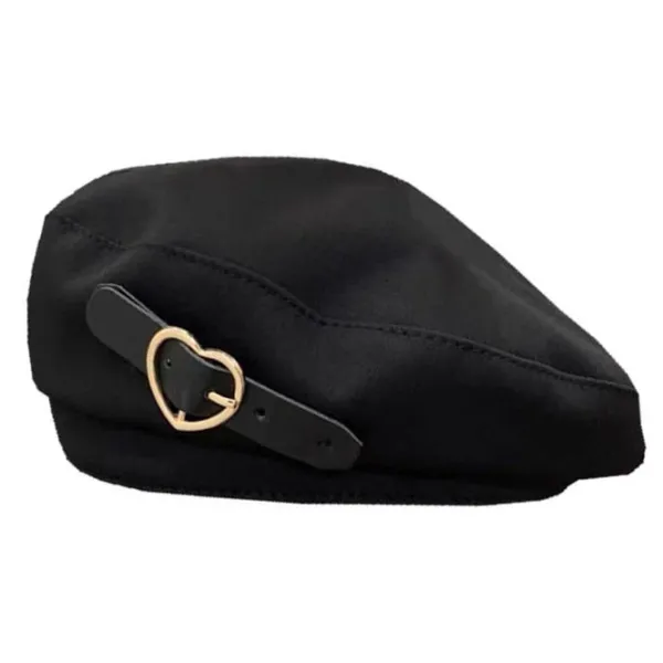 Hats*Boogzel Clothing E-girl Heart Buckle Beret Black