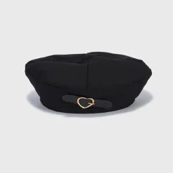 Hats*Boogzel Clothing E-girl Heart Buckle Beret Black