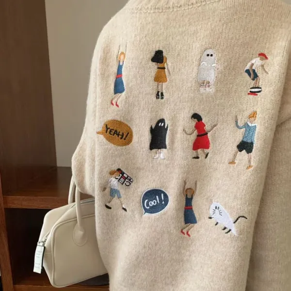 Sweaters*Boogzel Clothing Embroidered Back Oversized Sweater