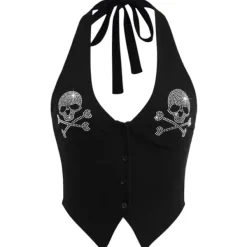 Y2K Tops|Crop Tops*Boogzel Clothing Emo Aesthetic Halter Top Black