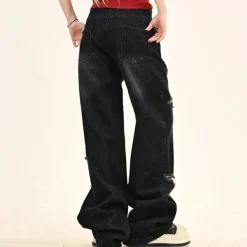Jeans*Boogzel Clothing Emo Phase Wide-Leg Jeans Black/pink