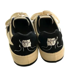 Aesthetic Sneakers*Boogzel Clothing Face Embroidery Aesthetic Black Sneakers Black/white