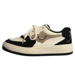 Aesthetic Sneakers*Boogzel Clothing Face Embroidery Aesthetic Black Sneakers Black/white