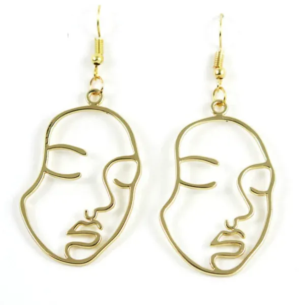 Earrings*Boogzel Clothing Face Outline Drop Earrings Gold